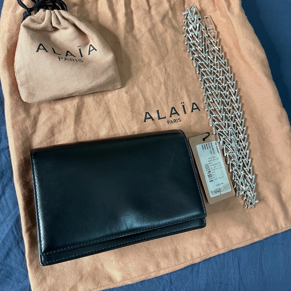 COPY - Alaia black leather bag with silver strap